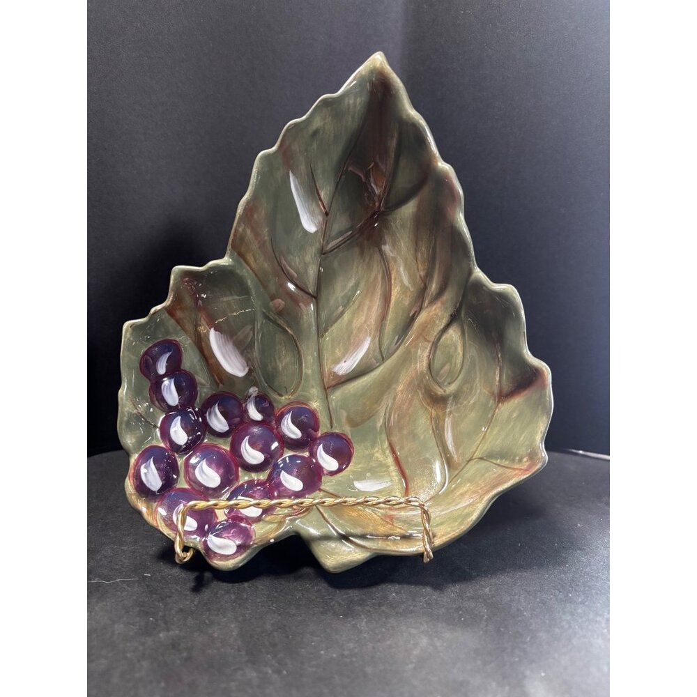 Noble Excellence Meritage Leaf Serving Trinket Dish Hand Painted Vintage 04
